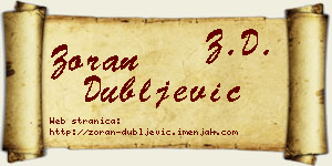 Zoran Dubljević vizit kartica